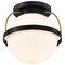 Nuvo Lakeshore 1-Light Small Flush Matte Black & Natural Brass White Opal Glass 60/7770 - alternate 5